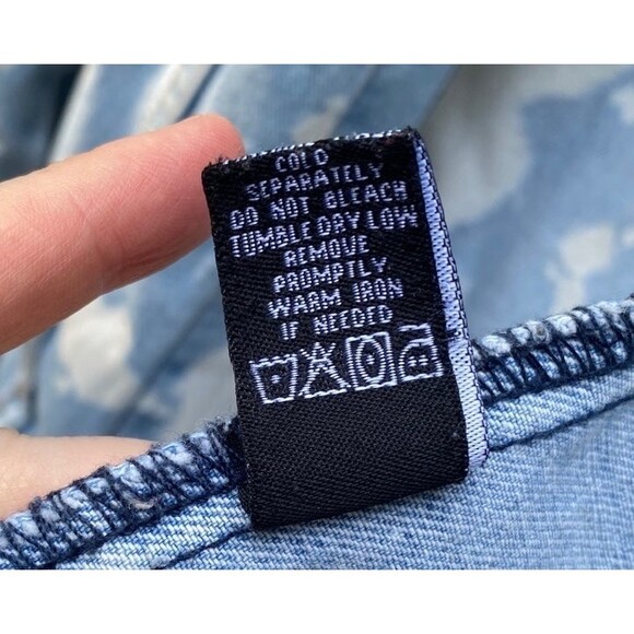 Carbon size Small S unisex denim jean jacket blue bleached distressed - Picture 11 of 11